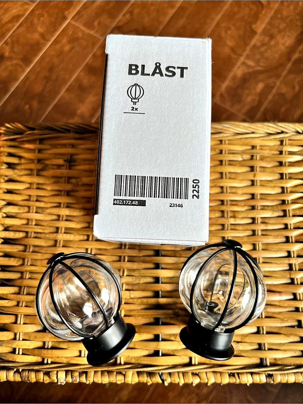 BLÅST 2x Set of 2 Clear & Black Curtain Rod ends NWT